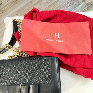 Carolina Herrera Black Handbag with Gold Chain